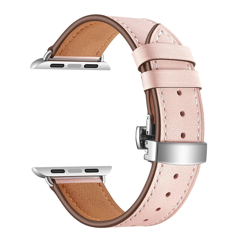 Classic Leather Strap pink color Real Leather For Apple AppleWatch Watch