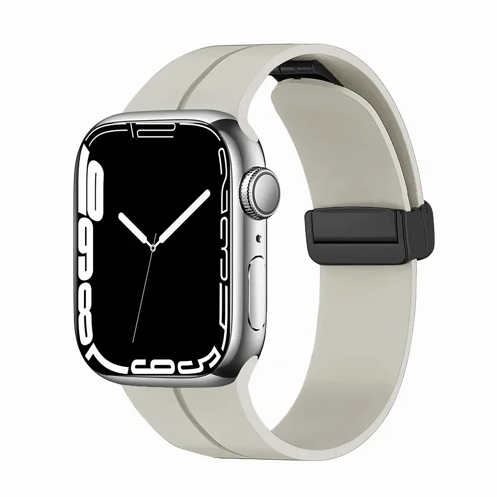 Silicon Magnetic Strap Sport For Apple AppleWatch Watch Beige Color