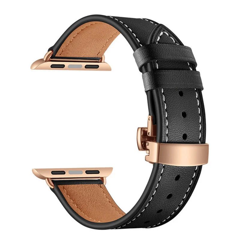 Classic Leather Strap black color Real Leather For Apple AppleWatch Watch