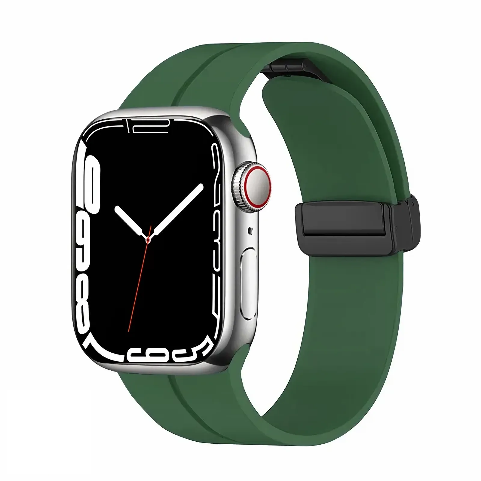 Silicon Magnetic Strap Sport For Apple AppleWatch Watch Dark Green Army Military Color