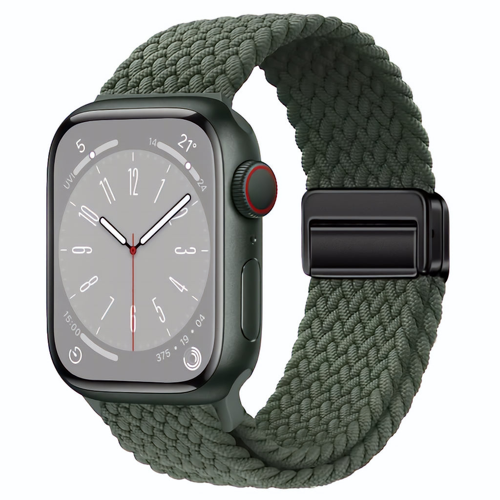 Magnetic Nylon Strap One Color Army Dark Green For Apple AppleWatch Watch