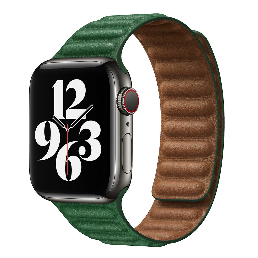 Magnetic Real Leather Strap For Apple AppleWatch Watch Green Color