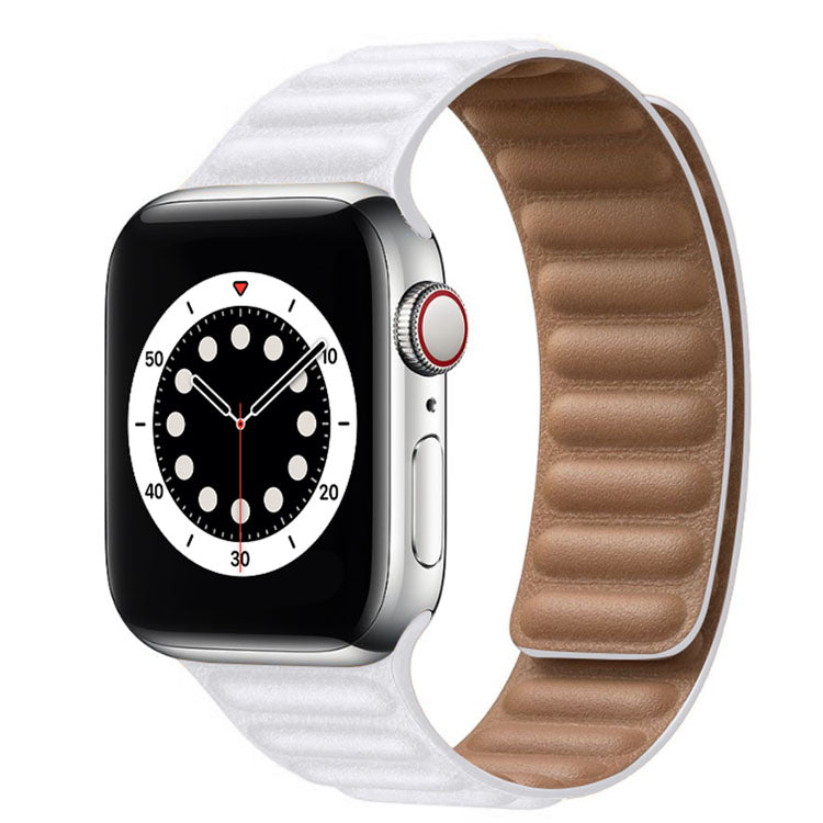 Magnetic Real Leather Strap For Apple AppleWatch Watch White Color