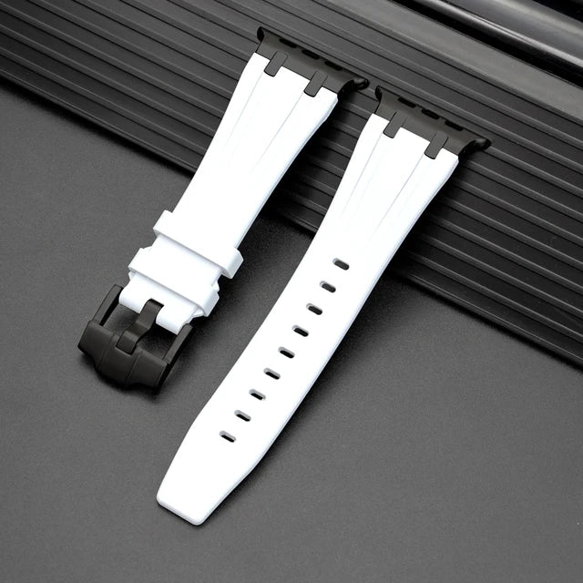 For Apple AppleWatch Watch Premium Silicon Strap with Pin Buckle White Color