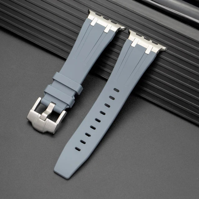 For Apple AppleWatch Watch Premium Silicon Strap with Pin Buckle Grey Color