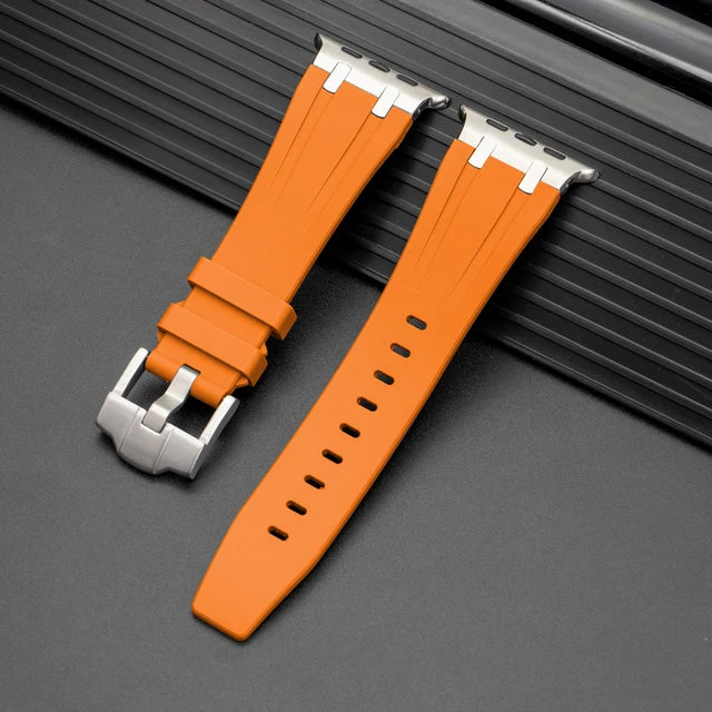 For Apple AppleWatch Watch Premium Silicon Strap with Pin Buckle Orange Color