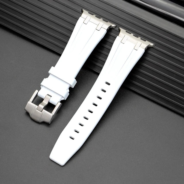 For Apple AppleWatch Watch Premium Silicon Strap with Pin Buckle White Color