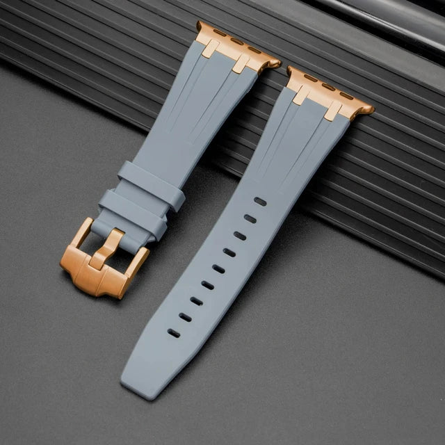 For Apple AppleWatch Watch Premium Silicon Strap with Pin Buckle Grey Color