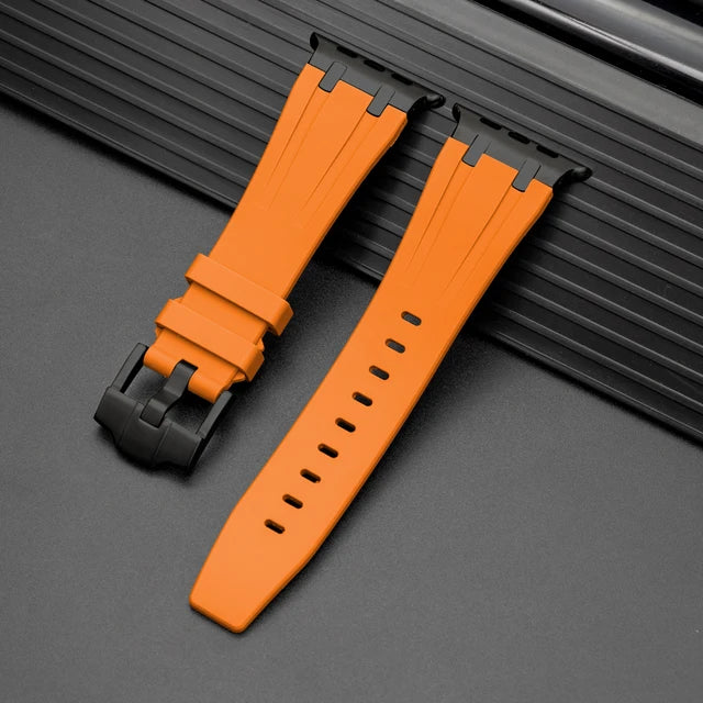 For Apple AppleWatch Watch Premium Silicon Strap with Pin Buckle Orange Color