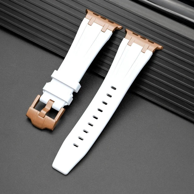 For Apple AppleWatch Watch Premium Silicon Strap with Pin Buckle White Color