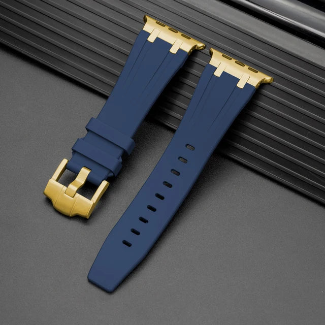 For Apple AppleWatch Watch Premium Silicon Strap with Pin Buckle Blue Color