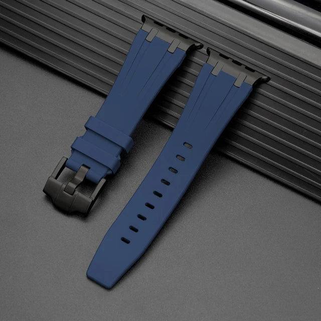 For Apple AppleWatch Watch Premium Silicon Strap with Pin Buckle Blue Color