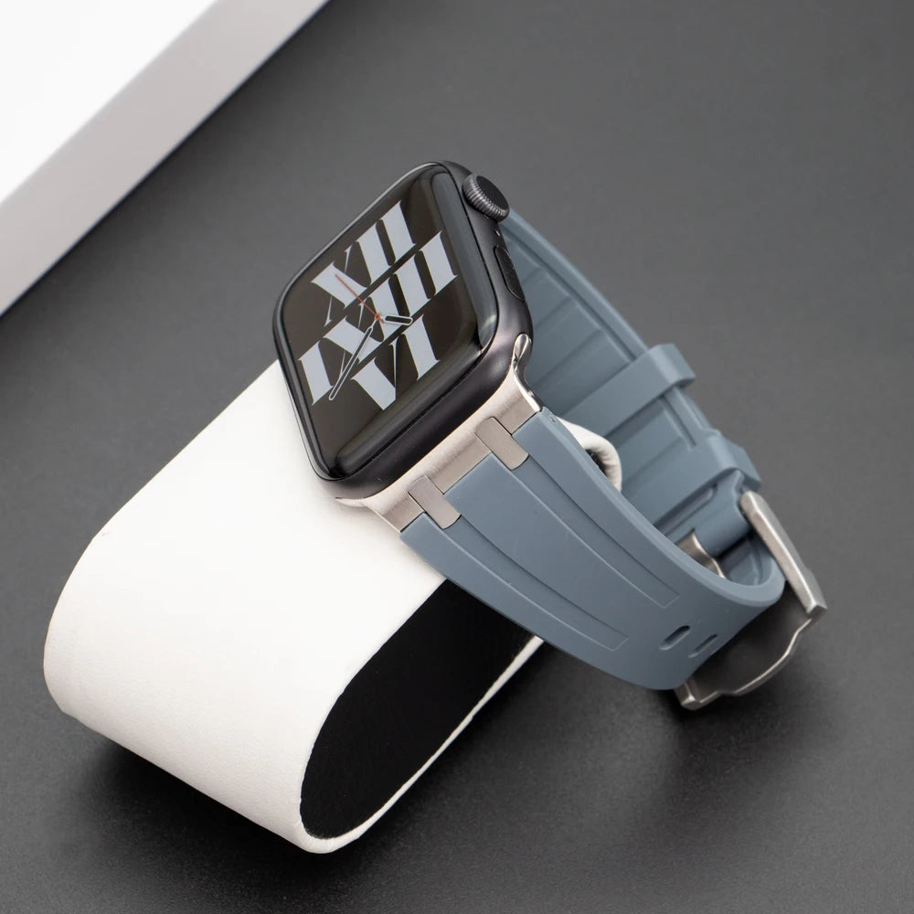 For Apple AppleWatch Watch Premium Silicon Strap with Pin Buckle Grey Color